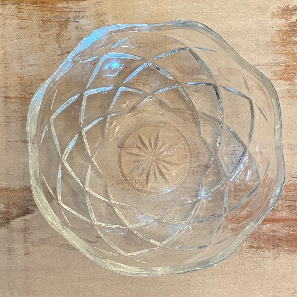 Italy stamped Scallop Clear Glass Bowl